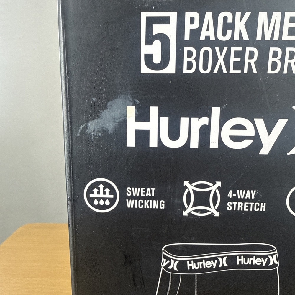 Hurley Mens Medium Regrind Boxer Briefs Sweat Wicking Stretch 5 Pack 6" Seam - Picture 5 of 5